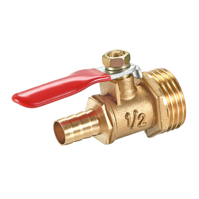 Harfington Brass Air Ball Valve Shut-off Switch Male to Hose Barb Pipe Tubing Fitting Coupler 180 Degree Operation Handle