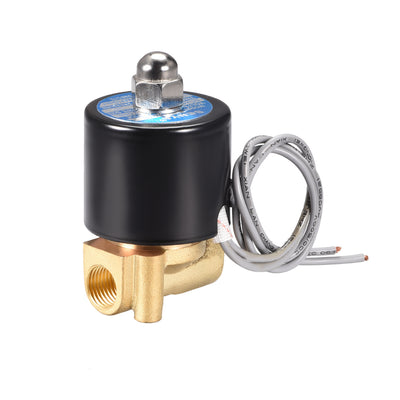 uxcell Uxcell 1/4" PT DC24V Brass Normally Closed Direct Acting Electric Solenoid Valve