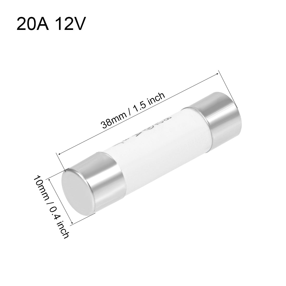 uxcell Uxcell Cartridge Fuses 20A DC 500V 10x38mm Audio Amplifier Ceramic 2pcs