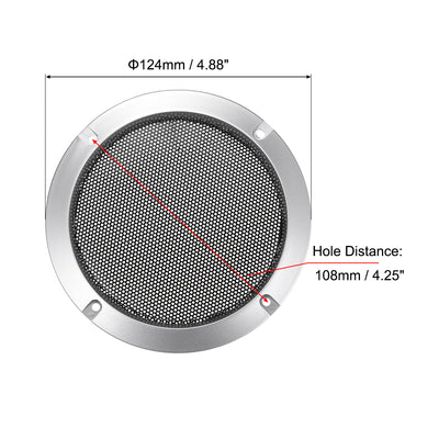 uxcell Uxcell 4" Speaker Grill Mesh Decorative Circle Woofer Guard Protector Cover Audio Accessories Silver