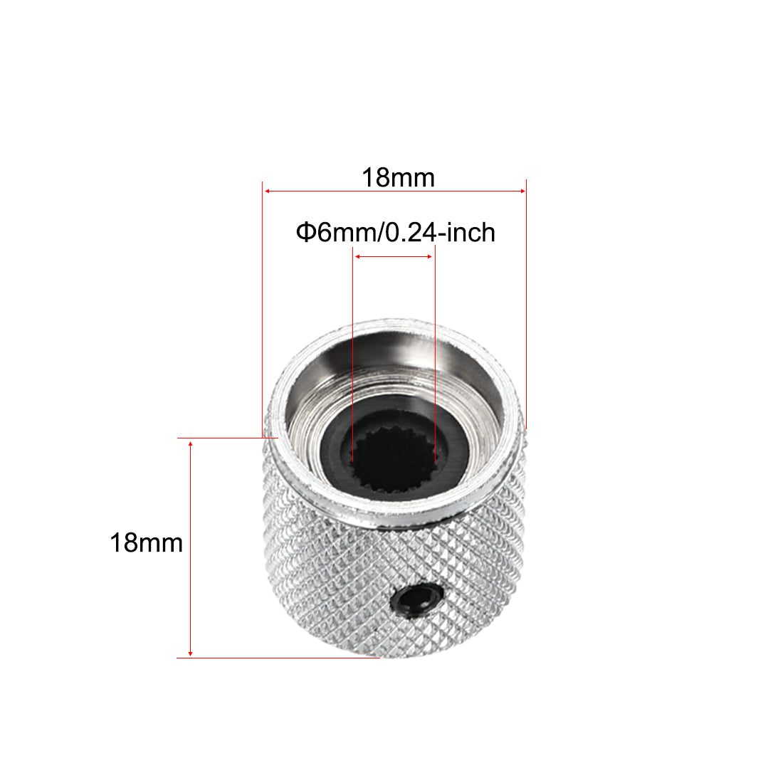 uxcell Uxcell 4pcs 6mm Metal Potentiometer Control Knobs, for Electric Guitar Bass Volume Tone Knobs Silver Tone