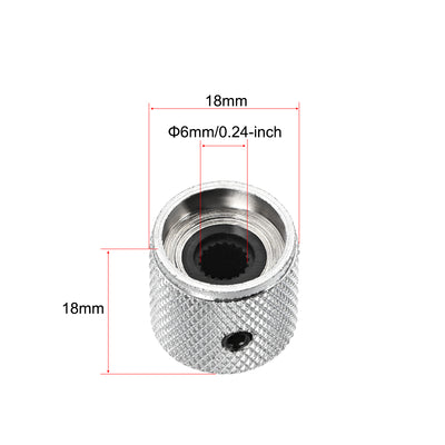 Harfington Uxcell 4pcs 6mm Metal Potentiometer Control Knobs, for Electric Guitar Bass Volume Tone Knobs Silver Tone