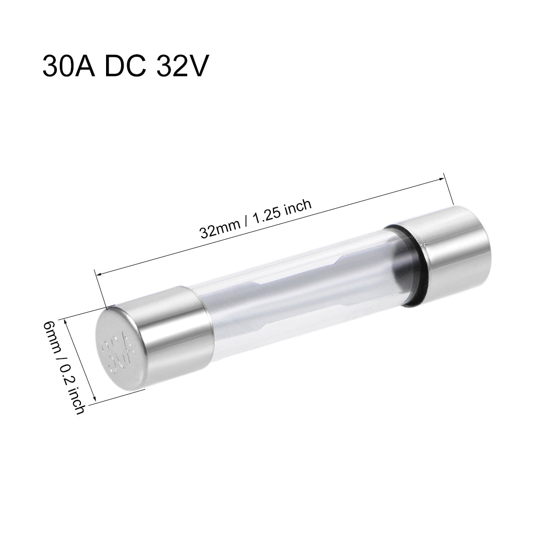 uxcell Uxcell Fuses 30A DC 32V 6x32mm Stereo Audio Alarm Amplifier Glass 5pcs