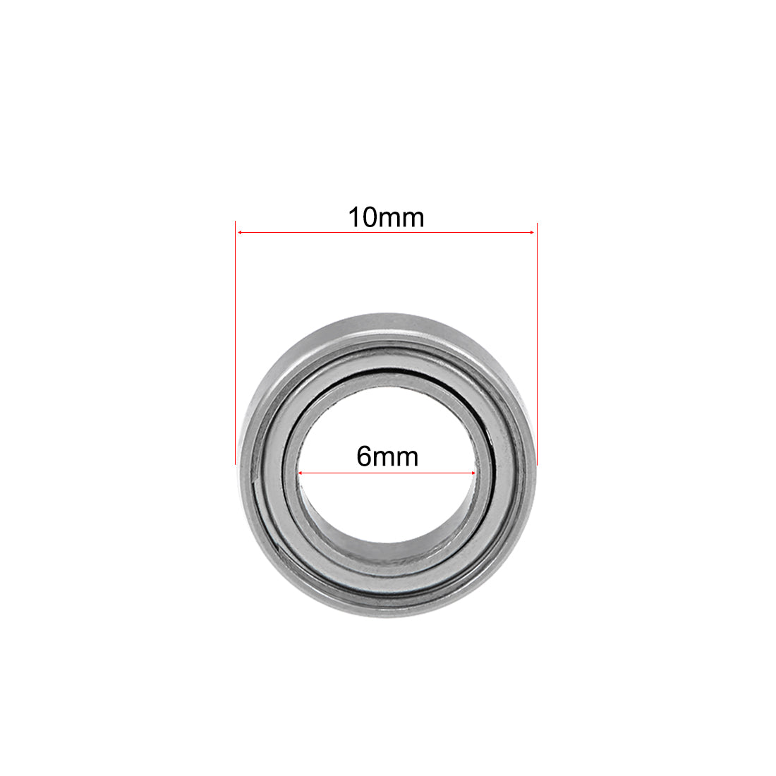 uxcell Uxcell SMR106ZZ Stainless Steel Ball Bearing 6x10x3mm Shielded MR106ZZ Bearings 2pcs