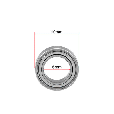 Harfington Uxcell SMR106ZZ Stainless Steel Ball Bearing 6x10x3mm Shielded MR106ZZ Bearings 2pcs