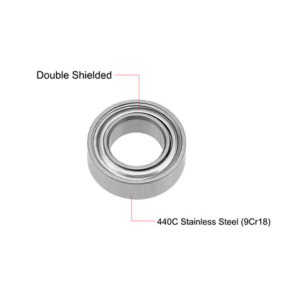 Harfington Uxcell SMR95ZZ Stainless Steel Ball Bearing 5x9x3mm Shielded MR95ZZ Bearings 2pcs