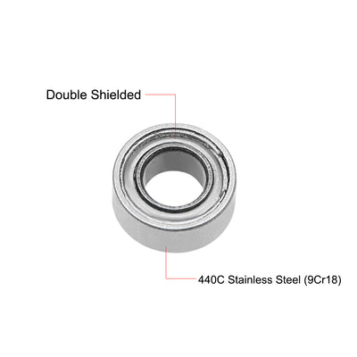 Harfington SMR63ZZ Stainless Steel Ball Bearing 3x6x2.5mm Shielded MR63ZZ Bearings 2pcs