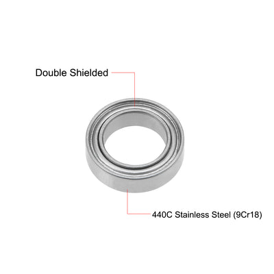 Harfington Uxcell SMR117ZZ Stainless Steel Ball Bearing 7x11x3mm Shielded MR117ZZ Bearings 2pcs