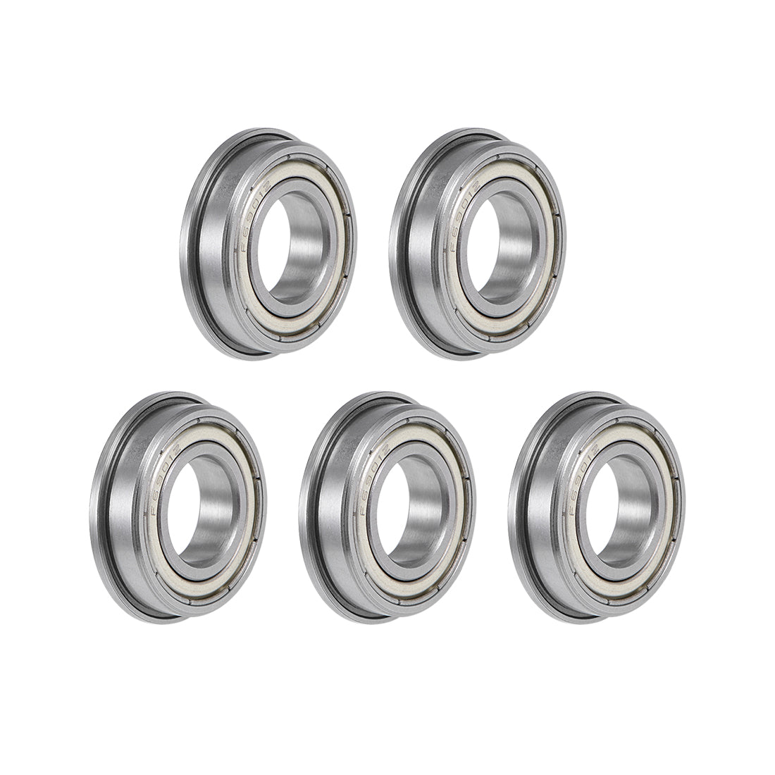 Harfington F6901ZZ Flange Ball Bearing 12x24x6mm Shielded Chrome Bearings 5pcs