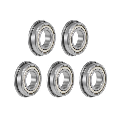 Harfington F6901ZZ Flange Ball Bearing 12x24x6mm Shielded Chrome Bearings 5pcs
