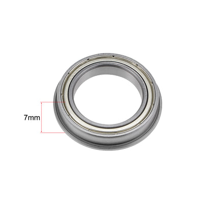 Harfington F6805ZZ Flange Ball Bearing 25x37x7mm Shielded Chrome Bearings 2pcs