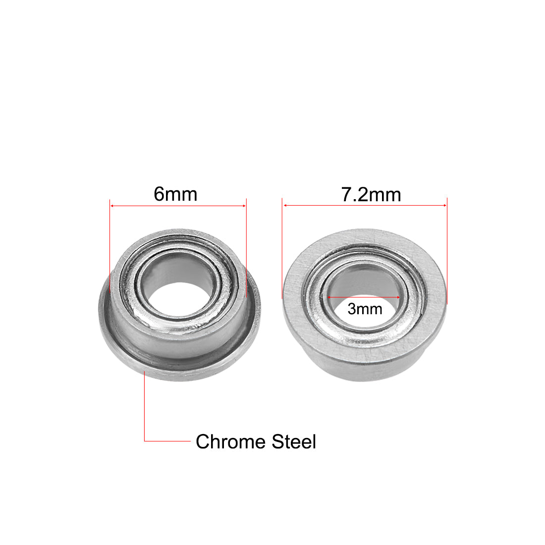 Harfington MF63ZZ Flange Ball Bearing 3x6x2.5mm Shielded Chrome Bearings 5pcs