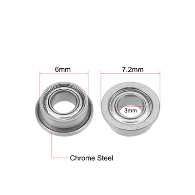 Harfington MF63ZZ Flange Ball Bearing 3x6x2.5mm Shielded Chrome Bearings 5pcs