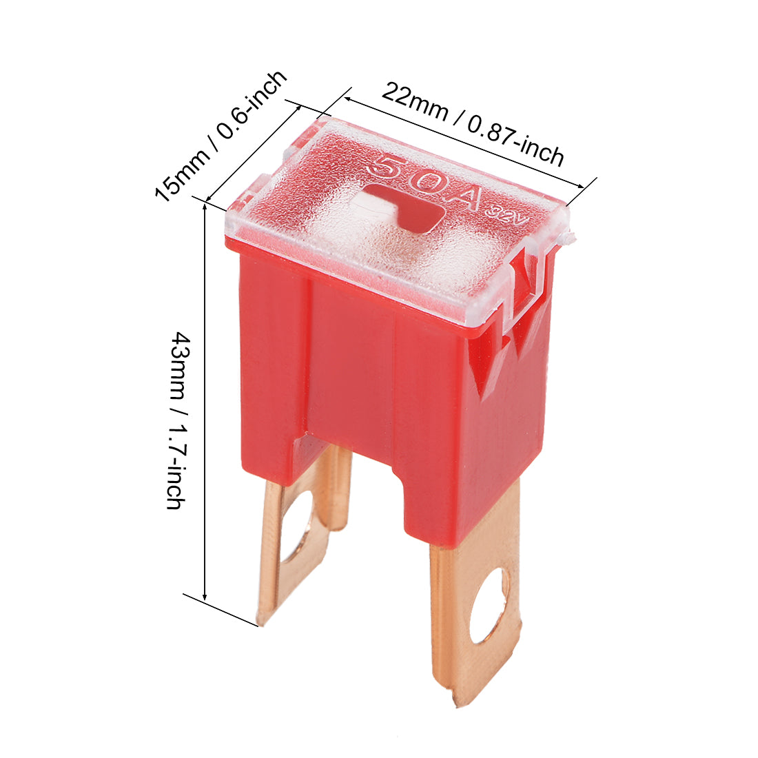 uxcell Uxcell Tridge Fuse 32V 50A Male Terminal Blade J Case Box for  Truck 4pcs