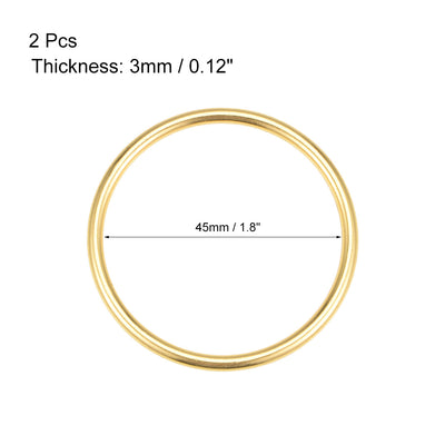 Harfington Uxcell O Ring Buckle 45mm(1.8") ID 3mm Thickness Zinc Alloy Gold Tone 2pcs