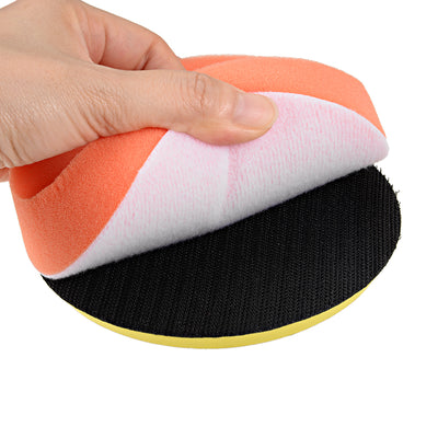 Harfington Uxcell 4" Buffing Sponge Pads, Drill Polishing Buffer Pad Disc, Hook and Loop Back 3pcs