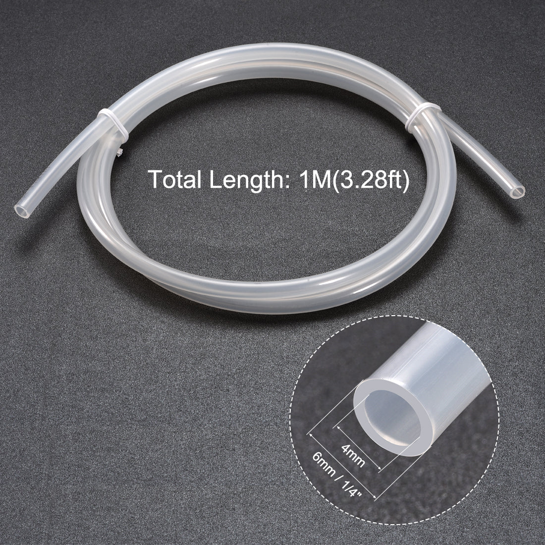 uxcell Uxcell Nylon Tubing,4mm ID x 1/4" OD,3.28Ft Length,Fuel Line Plastic Tubing,Pneumatic Hose Tube,for Air Brake System Or Fluid Transfer,Translucent