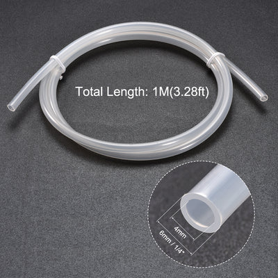 Harfington Uxcell Nylon Tubing,4mm ID x 1/4" OD,3.28Ft Length,Fuel Line Plastic Tubing,Pneumatic Hose Tube,for Air Brake System Or Fluid Transfer,Translucent