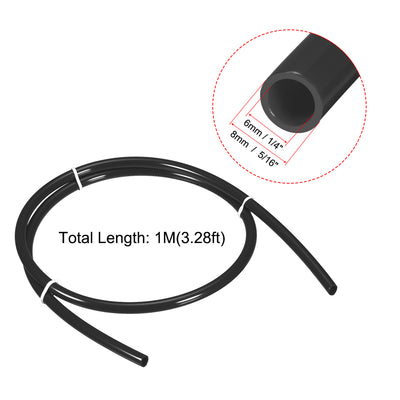 Harfington Uxcell Nylon Tubing,1/4" ID x  5/16"OD,3.28Ft Length,Fuel Line Plastic Tubing,Pneumatic Hose Tube,for Air Brake System Or Fluid Transfer,Black