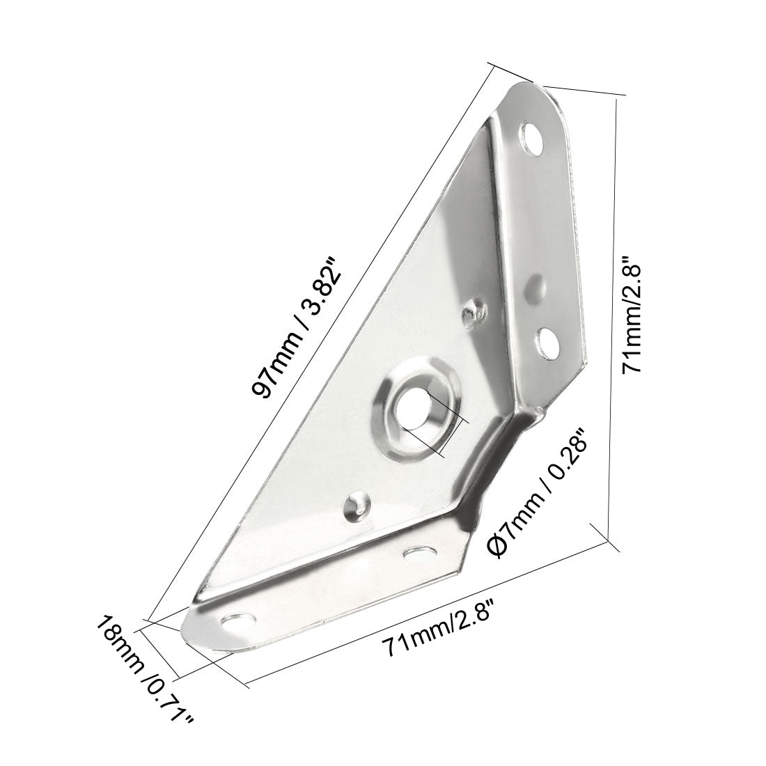 uxcell Uxcell Shelf Angle Bracket Joining Support Corner Brace, 71mm x 71mm,Stainless Steel Silver Tone, 4Pcs