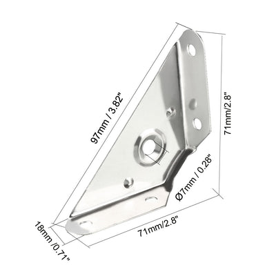 Harfington Uxcell Shelf Angle Bracket Joining Support Corner Brace, 71mm x 71mm,Stainless Steel Silver Tone, 4Pcs