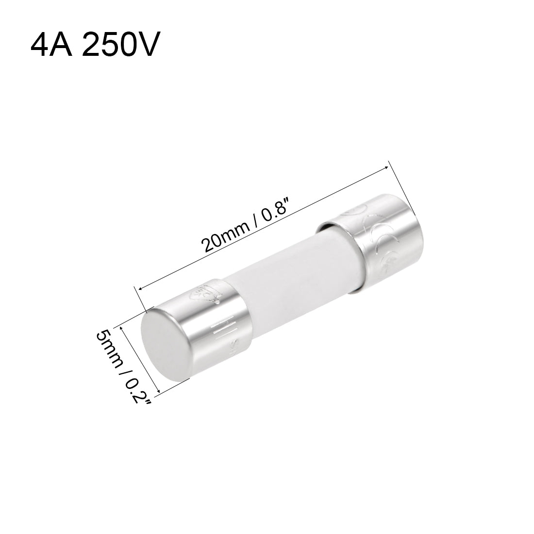 uxcell Uxcell Cartridge Fuses 4A 250V 5x20mm Slow Blow Audio Amplifier Ceramic 6pcs