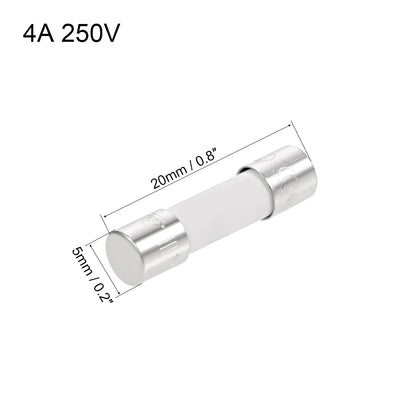 Harfington Uxcell Cartridge Fuses 4A 250V 5x20mm Slow Blow Audio Amplifier Ceramic 6pcs
