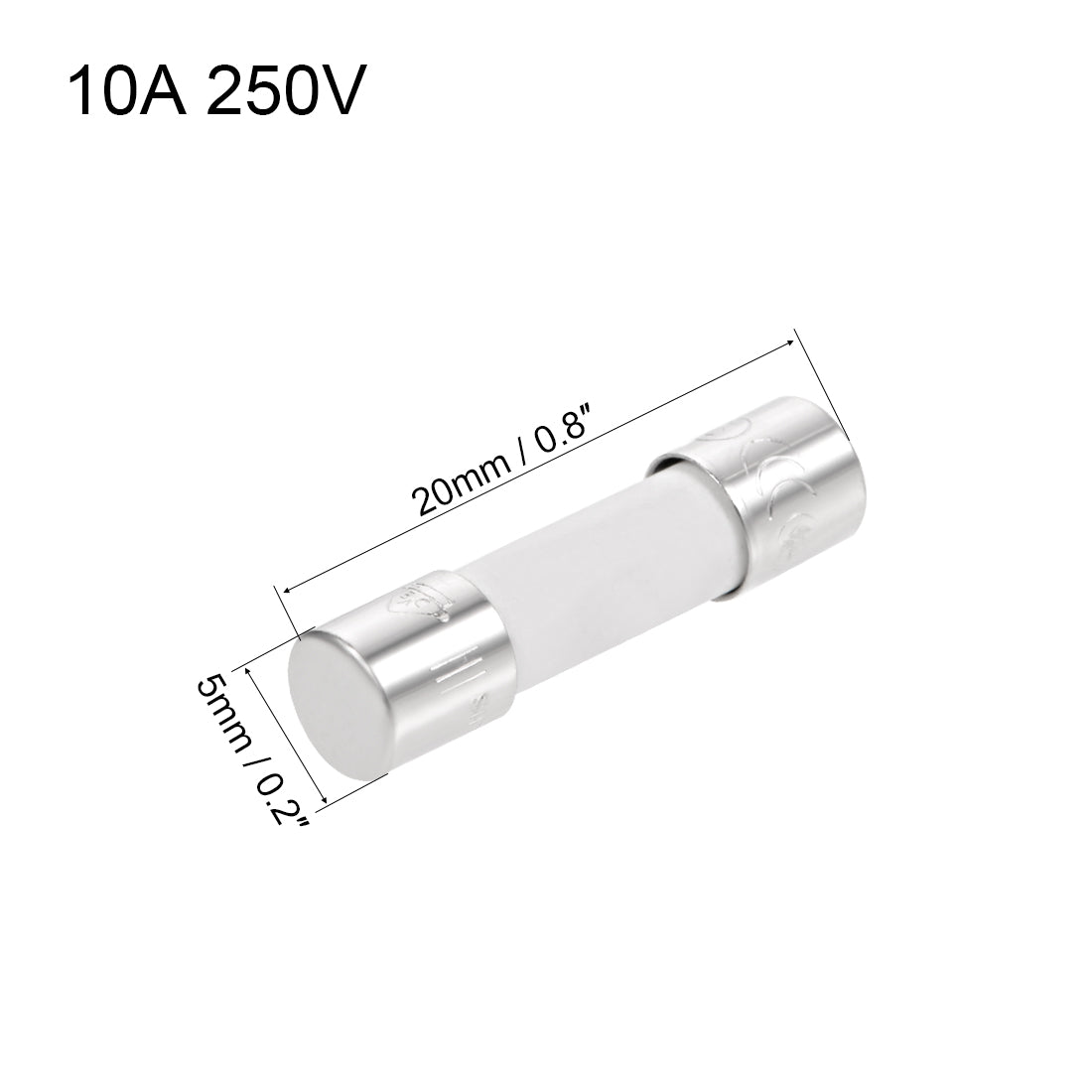 uxcell Uxcell Cartridge Fuses 10A 250V 5x20mm Slow Blow Audio Alarm Amplifier Ceramic 6pcs