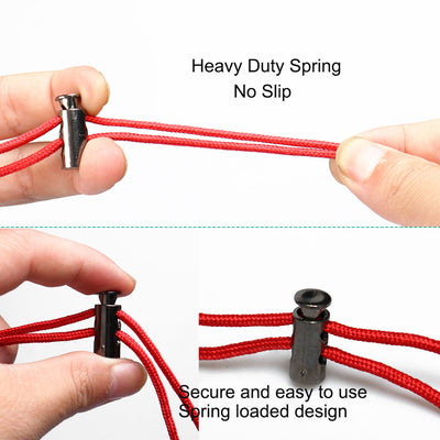 Harfington Uxcell 40pcs Plastic Spring Cord Locks Double Hole End Stoppers Fastener