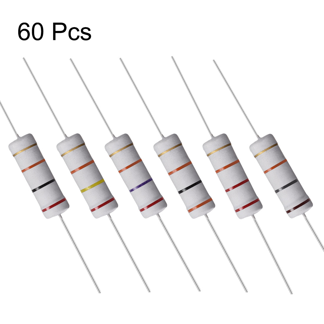 uxcell Uxcell 60 Pcs 5W Metal Oxide Film Resistor 18KR,20KR,22KR,24KR,27KR,30KR Ohm 5%