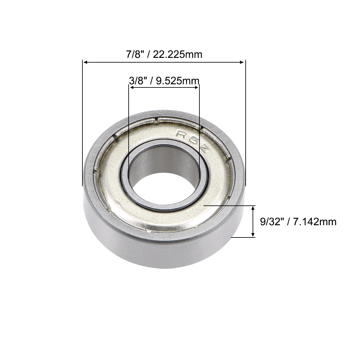 uxcell Uxcell R6ZZ Ball Bearing 3/8"x7/8"x9/32" Double Shielded ABEC-5 Bearings 5pcs