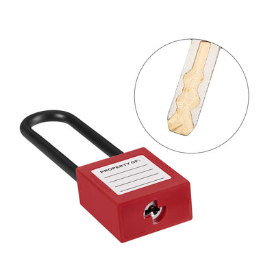 Harfington Uxcell Lockout Tagout Safety Padlock 76mm Nylon Shackle Keyed Alike Red