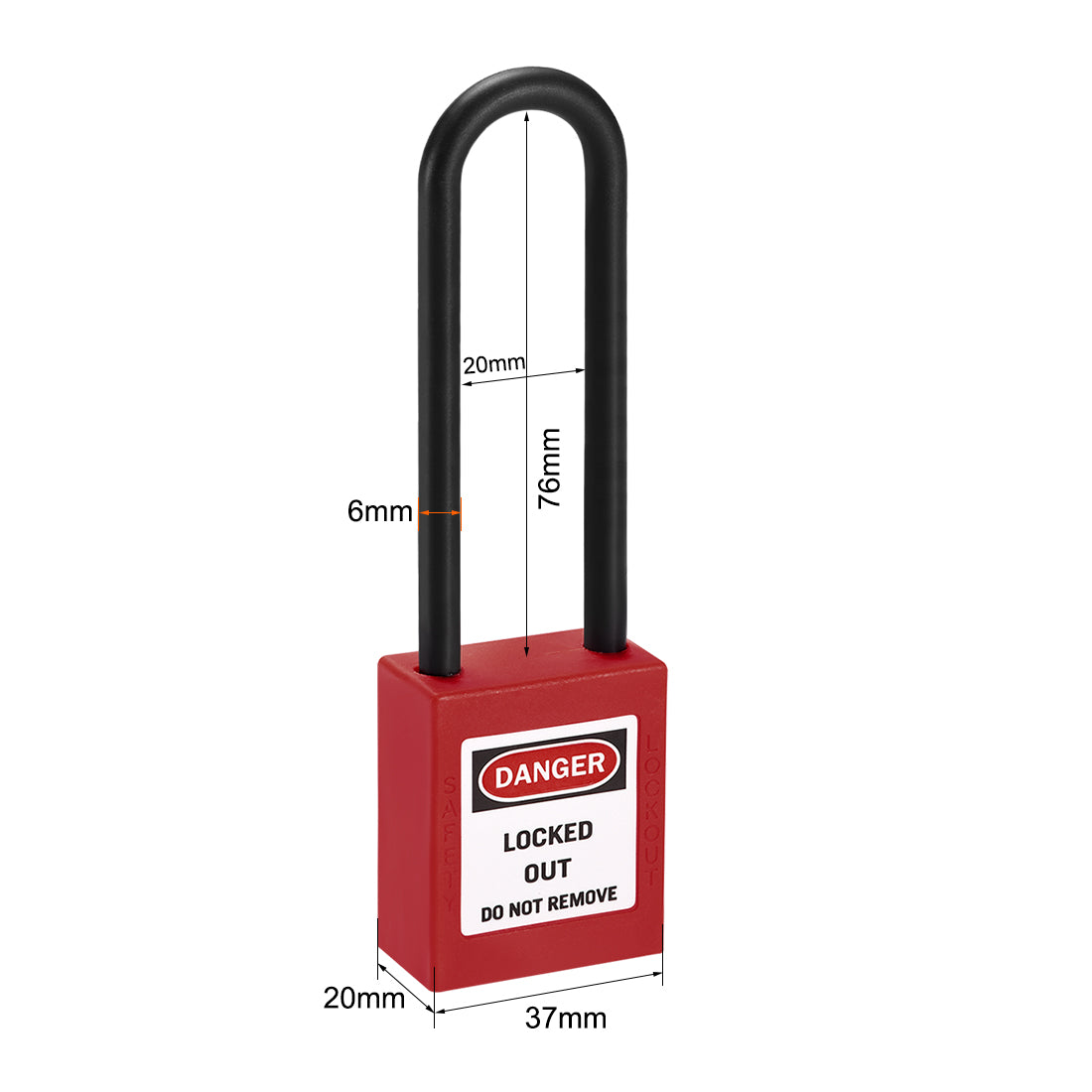 uxcell Uxcell Lockout Tagout Safety Padlock 76mm Nylon Shackle Keyed Alike Red