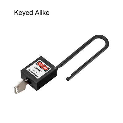 Harfington Uxcell Lockout Tagout Safety Padlock 76mm Nylon Shackle Keyed Alike Black