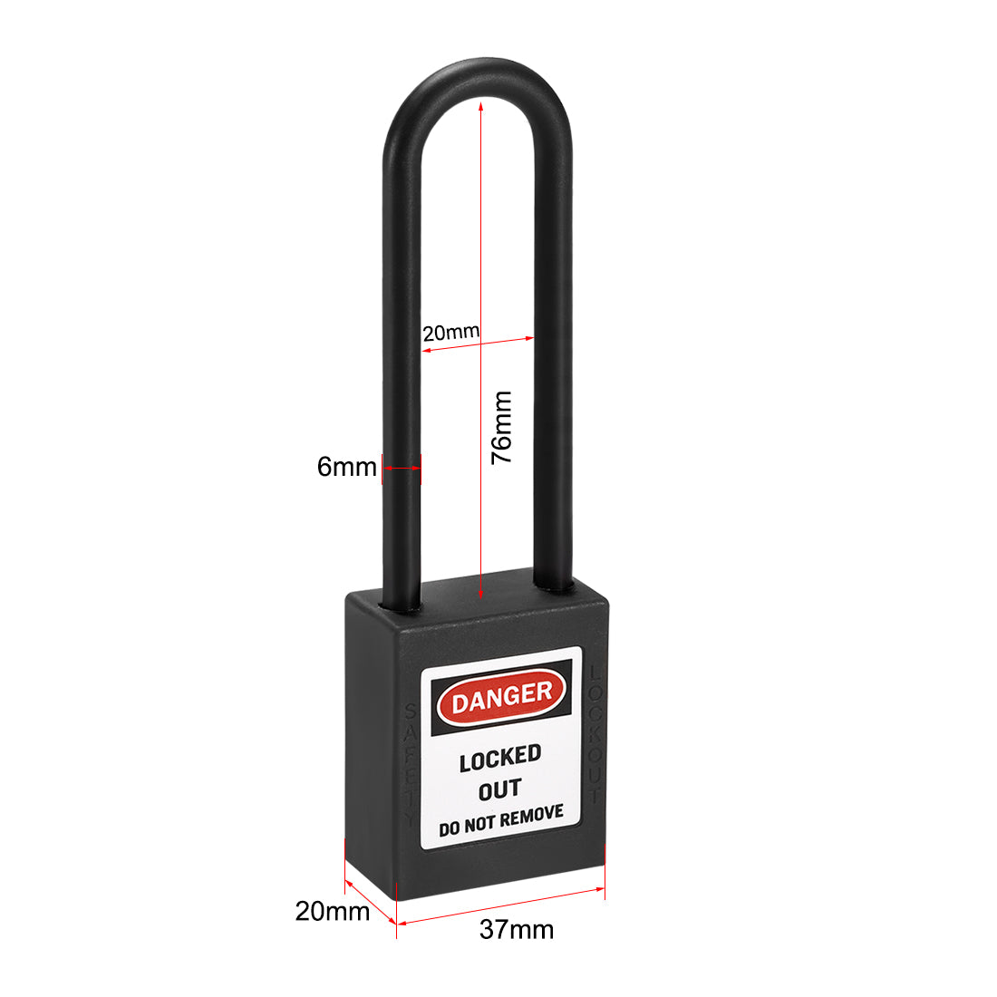 uxcell Uxcell Lockout Tagout Safety Padlock 76mm Nylon Shackle Keyed Alike Black