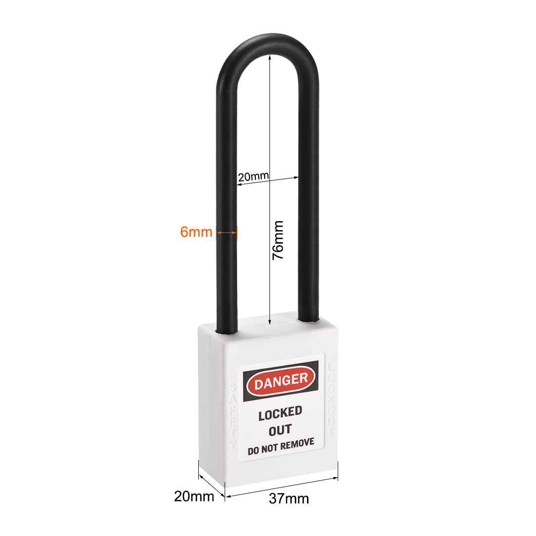 uxcell Uxcell Lockout Tagout Safety Padlock 76mm Nylon Shackle Keyed Alike White