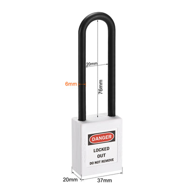 Harfington Uxcell Lockout Tagout Safety Padlock 76mm Nylon Shackle Keyed Alike White