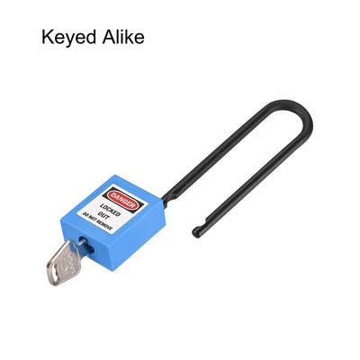 Harfington Uxcell Lockout Tagout Safety Padlock 76mm Nylon Shackle Keyed Alike Blue