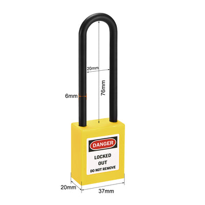 Harfington Uxcell Lockout Tagout Safety Padlock 76mm Nylon Shackle Keyed Alike Yellow