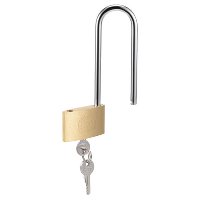 Harfington Uxcell Brass Padlock, Keyed Alike, 60mm Wide Brushed Finish Long Harden Shackle
