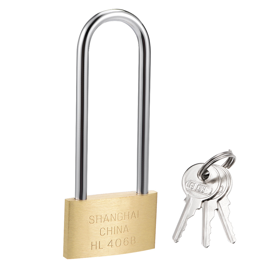 uxcell Uxcell Brass Padlock, Keyed Alike, 60mm Wide Brushed Finish Long Harden Shackle