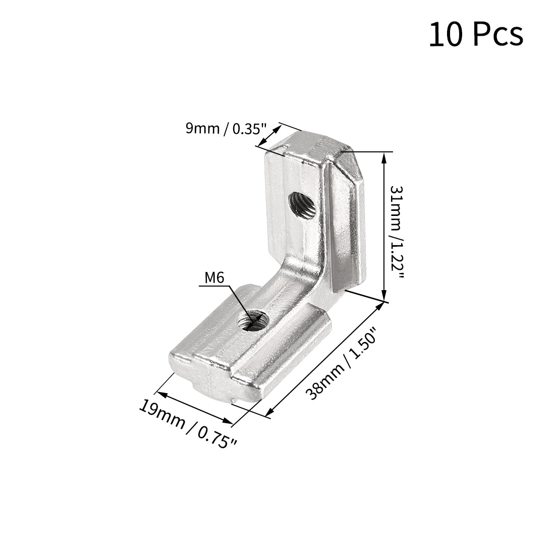 uxcell Uxcell Interior Joint Bracket, Inside Corner Connector 4040 Series Slot 8mm for Aluminum Extrusion Profile, 10 Pcs