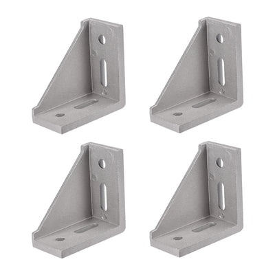 uxcell Uxcell Corner Bracket Gusset, 80mm x 80mm for 4040 Series Aluminum Extrusion Profile with Slot 8mm, 4 Pcs (Silver)