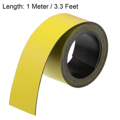Harfington Uxcell 2 Pcs Dry Erase  Magnetic Strip 1 Inch x 3.3 Feet Magnetical Sheet Labels Stickers Writable Yellow For Whiteboards Refrigerator and Crafts