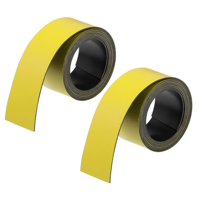 uxcell Uxcell 2 Pcs Dry Erase  Magnetic Strip 1 Inch x 3.3 Feet Magnetical Sheet Labels Stickers Writable Yellow For Whiteboards Refrigerator and Crafts