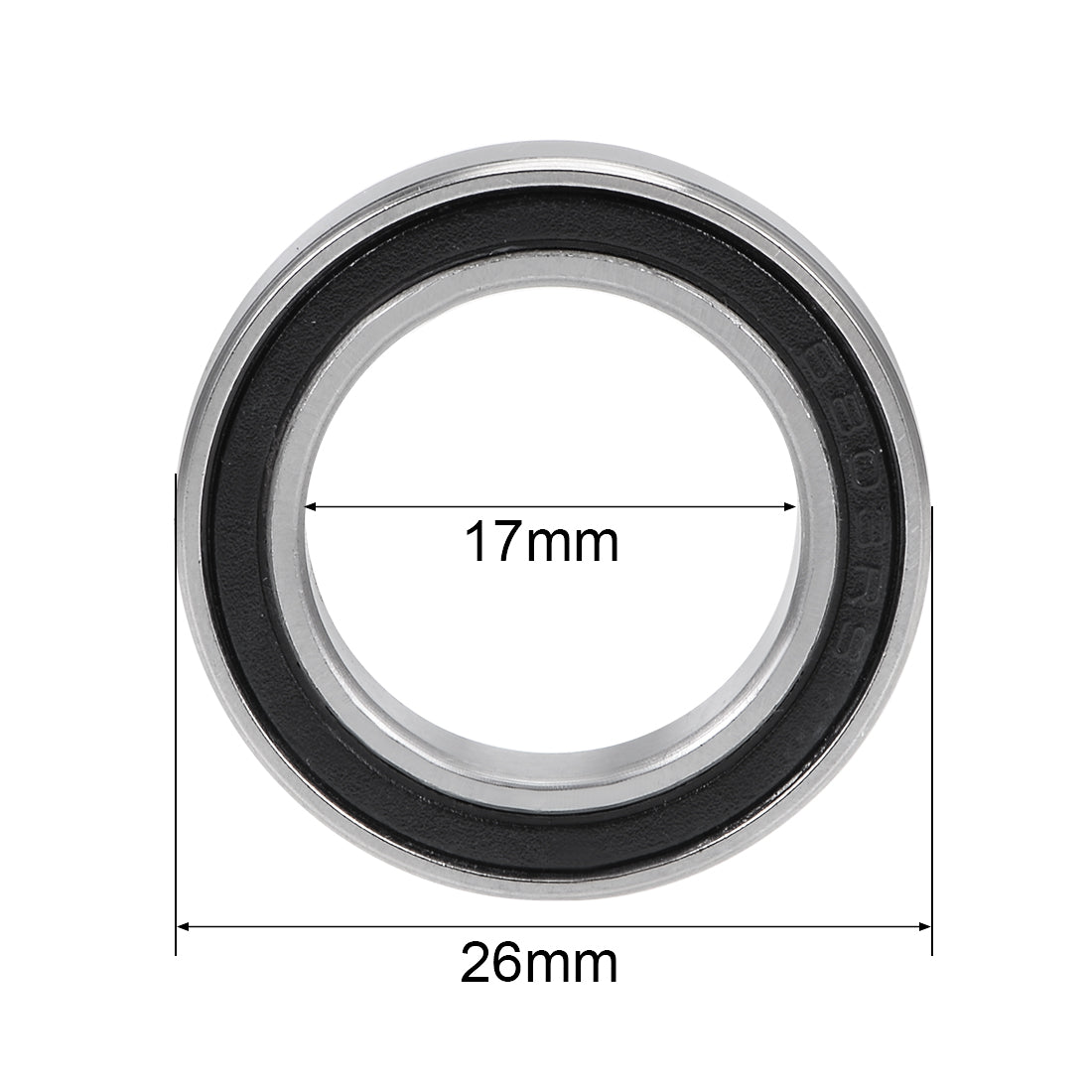 Harfington 6803-2RS Ball Bearing 17x26x5mm Double Sealed ABEC-3 Bearings 2pcs