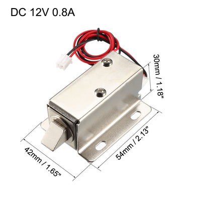 Harfington Uxcell DC 12V 0.8A 11.4mm Electromagnetic Solenoid Lock Assembly for Electirc Lock Cabinet Door Lock