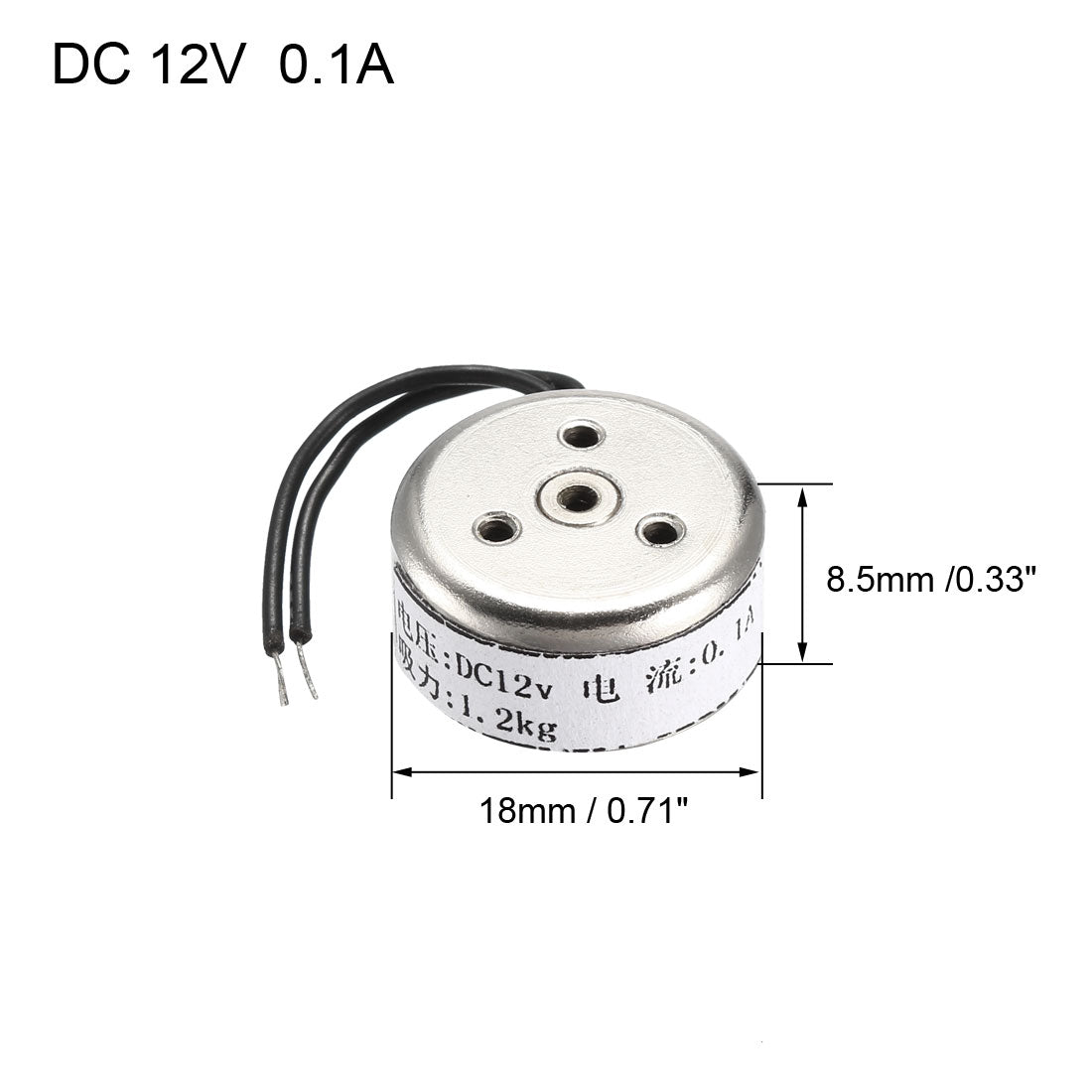 uxcell Uxcell DC12V 12N 1.2KG Lift Holding Electromagnet Sucking Disc Electric Lifting Magnet Solenoid