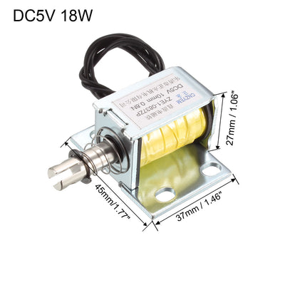 Harfington Uxcell DC Push Pull Type Solenoid Electromagnet, DC5V 18W 0.8N 10mm, Open Frame Type, Linear Motion