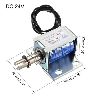 Harfington Uxcell DC Push Pull Type Solenoid Electromagnet, DC24V 18W 0.8N 10mm, Open Frame Type, Linear Motion